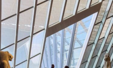 Entrance of the Grand Egyptian Museum during the Grand Egyptian Museum and Giza Pyramids tour