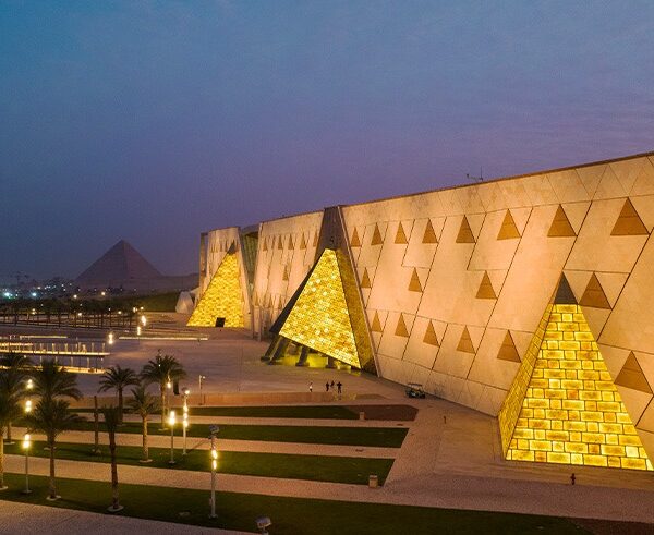 Entrance of the Grand Egyptian Museum during the Grand Egyptian Museum and Giza Pyramids tour