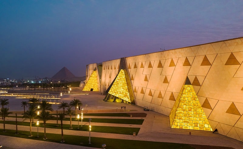 Entrance of the Grand Egyptian Museum during the Grand Egyptian Museum and Giza Pyramids tour