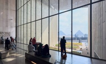 Entrance of the Grand Egyptian Museum during the Grand Egyptian Museum and Giza Pyramids tour