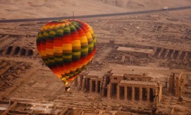 Luxor hot air balloon ride at sunrise over the West Bank and the Nile River