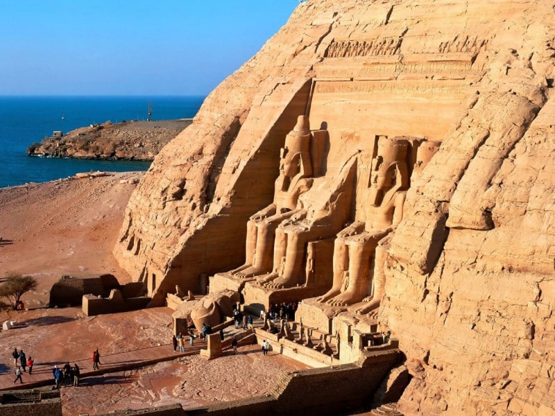 Abu Simbel temples carved into rock near Aswan