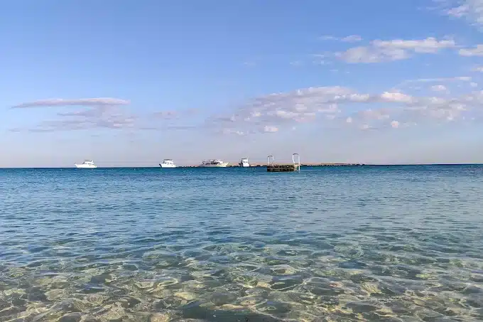 Private boat arriving at Mahmya Island nature reserve in Hurghada