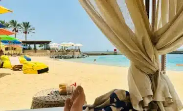 Private boat arriving at Mahmya Island nature reserve in Hurghada
