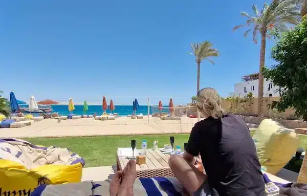 Private boat arriving at Mahmya Island nature reserve in Hurghada