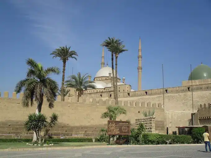 Mosque of Muhammad Ali inside the Citadel of Cairo with panoramic views over the city