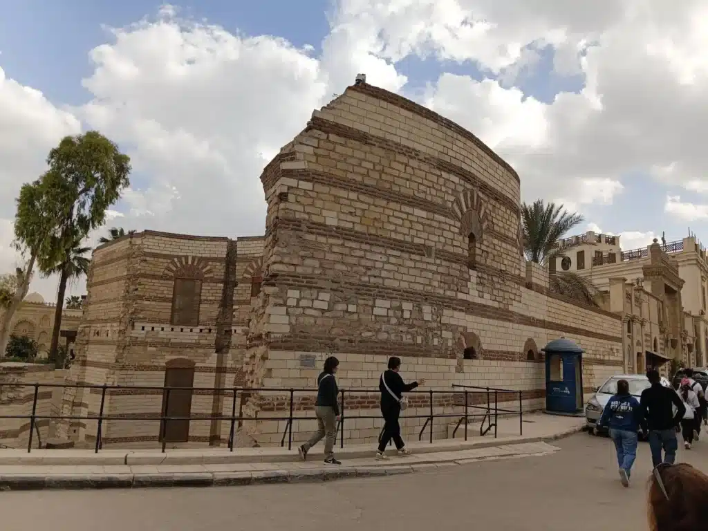 Ancient Roman walls of the Babylon Fortress in Coptic Cairo