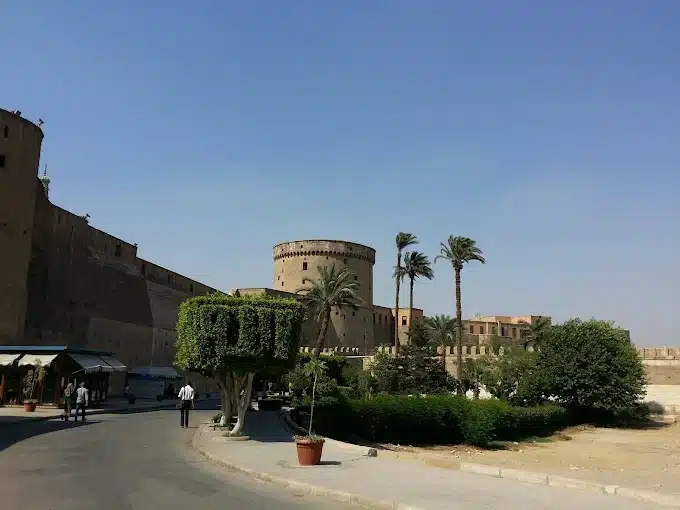 Panoramic view of Cairo Citadel showing historic fortress walls and skyline of Cairo