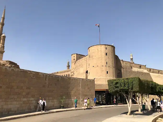 Panoramic view of Cairo Citadel showing historic fortress walls and skyline of Cairo