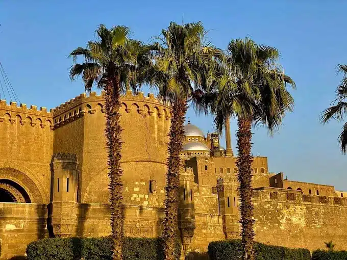 Panoramic view of Cairo Citadel showing historic fortress walls and skyline of Cairo