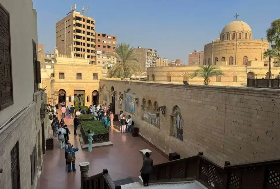 Panoramic view of Coptic Cairo showing churches, synagogues, and ancient architecture