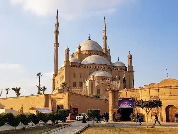 Mosque of Muhammad Ali inside Cairo Citadel with Ottoman domes and minarets