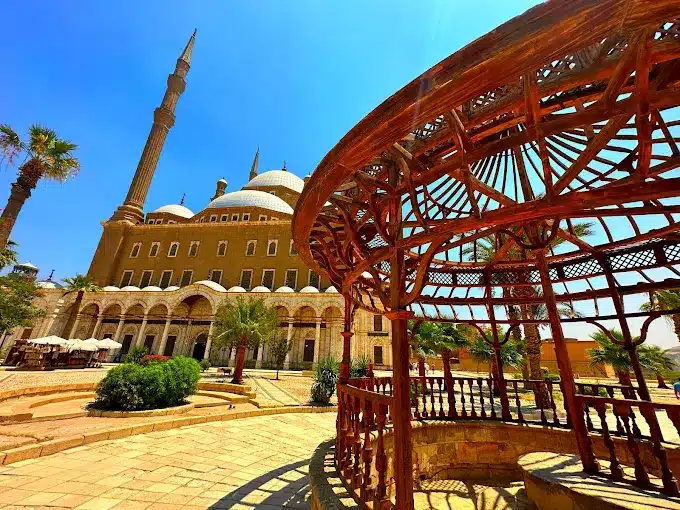 Mosque of Muhammad Ali inside Cairo Citadel with Ottoman domes and minarets