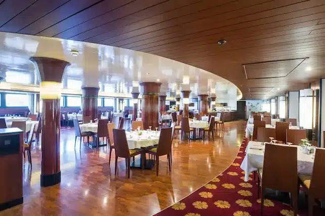 elegant dining room inside Nile cruise Egypt