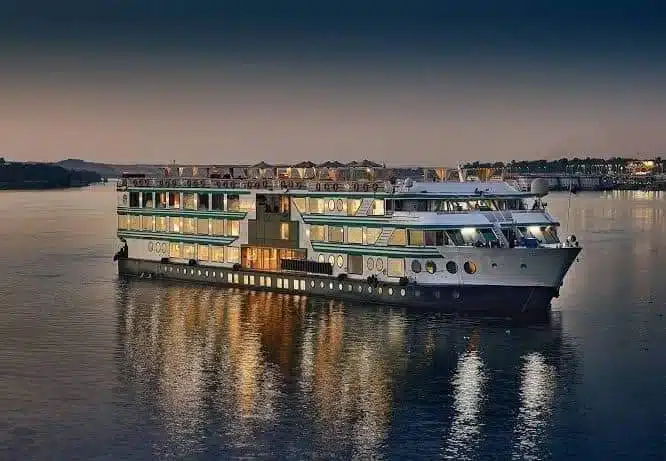 Acamar Nile Cruise sailing on the Nile River between Aswan and Luxor
