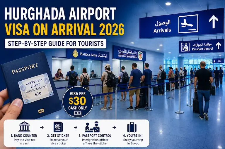 Hurghada Airport Visa on Arrival 2026 with Egypt visa sticker